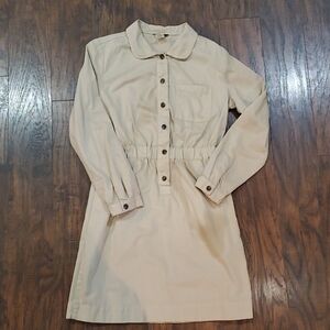 J. Crew Cream Button-Up Long Sleeve Dress